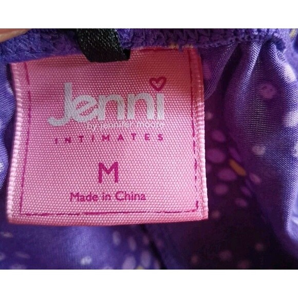 Jenni Women's 2-Piece Pajama Set Size Medium Purple Green Heart Print Tank Capri - Picture 4 of 6